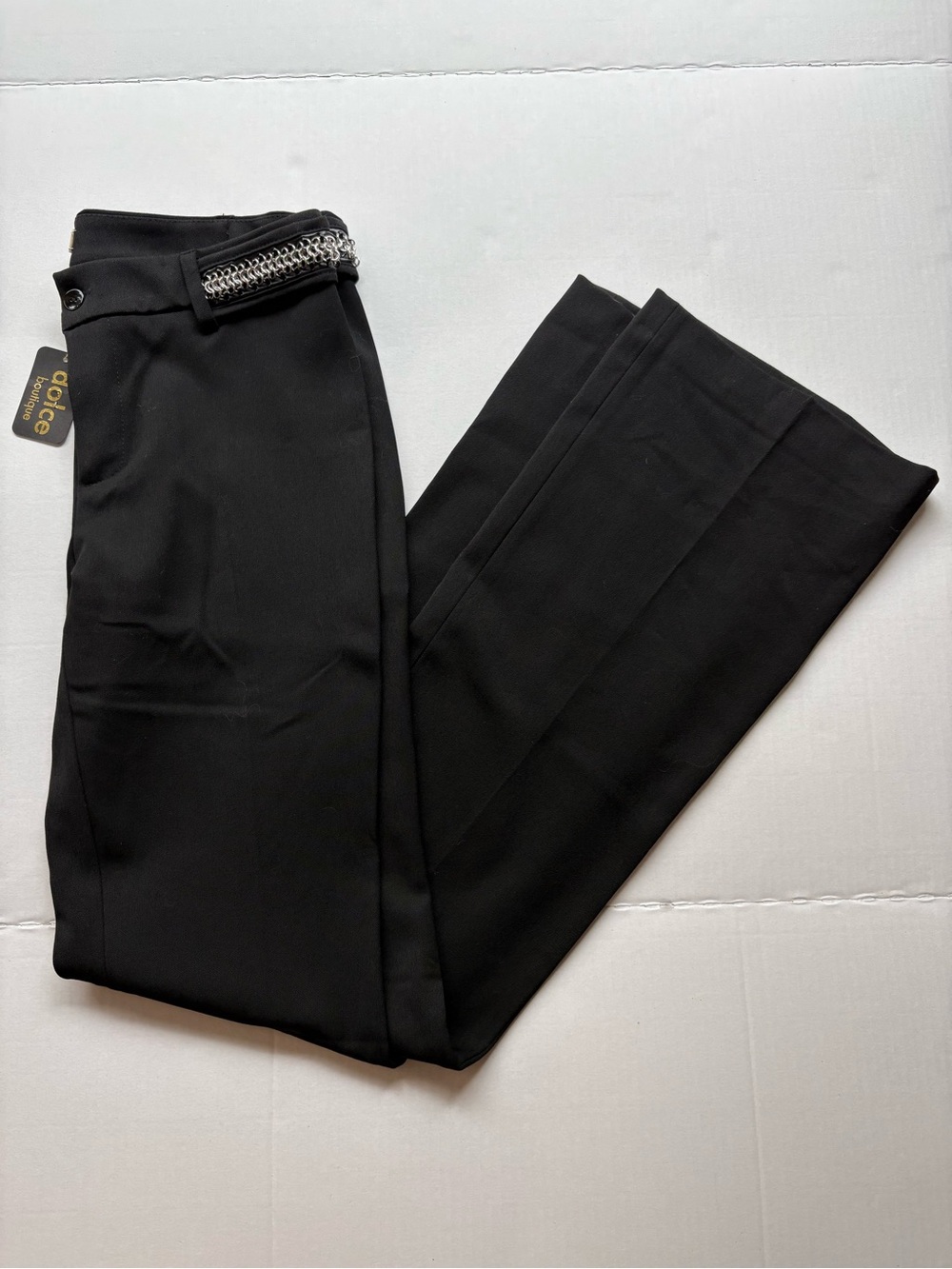 Vertigo Paris Black Women’s Dress Pants with Chain Accent - Size 6